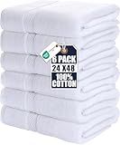 Utopia Towels 6 Pack Medium Bath Towel Set, 24 by 48 Inches, 500 GSM 100% Ring Spun Cotton, Lightweight and Highly Absorbent Quick Drying Premium Towels for Hotel, Spa and Bathroom, White
