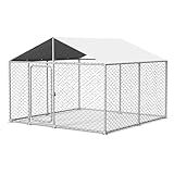 7.8x7.8FT Outdoor Dog Kennel Outside Heavy Duty Dog Enclosure with Waterproof Cover and Security Lock(93x93IN)