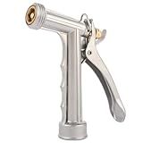 Garden Hose Nozzle, Water Hose Sprayer Nozzle with Threaded Front, Full Size Zinc Metal Pistol Grip High Pressure Nozzle, Adjustable Spray Water Flow for Watering, Washing, Cleaning (1 Pack)