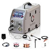 SparKore 200Amp MIG Welder Machine 4-in-1 IGBT Inverter LED Digital Display MIG/Gasless Flux Core/Stick/Lift TIG Welding 110V/220V Portable Welder Equipment Dual Voltage Multiprocess Welder White