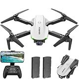 Simrex Drone With Camera for Adults-1080P FPV Quadcopter Drone with Hover Stable, Foldable Mini Drones With One Key Start, Waypoint Fly, Headless Mode, Auto-Follow, 3D Flip, 3 Speeds, 2 Batteries, Easy for Beginners