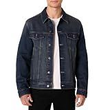Amazon Essentials Men's Regular-Fit Heavyweight Low Stretch Denim Jacket with Chest Patch Pockets, Tinted Dark Wash, Large
