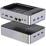 GMKtec Mini PC NAS, G9 Intel N150 Dual Boot Linux Desktop Computer 12GB DDR5 64GB EMMC M.2 SSD, 4*M.2 NVMe Slots, Dual NIC 2.5GbE, USB-C/USB 3.2 10Gbps, Network Attached Storage