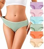 OLIKEME Womens Underwear Cotton Hipster Panties Low Rise No Show Underwear Soft Stretch Breathable Ladies Briefs 6 Pack