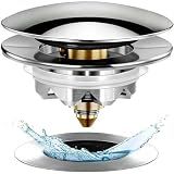 Anlige Bathtub Drain Stopper, Pop Up Tub Stopper and Cover, Bottom with Hair Catcher, Universal for 1.45 to 1.8 in Drain, Replaces Old Drain Plug, Chrome Silver
