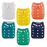 ALVABABY Baby Cloth Diaper 6 Pack with 12 Inserts One Size Cloth Diaper Covers Adjustable Washable Reusable for Baby Girls and Boys