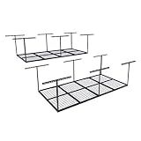 FLEXIMOUNTS 4x8 Overhead Garage Ceiling Storage Rack, 2 Pack, Black