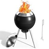 CABZOON Smokeless Fire Pits for Outside,Solo Bonfire Fire Pit with Removable Ash Pan,304 Stainless Steel Liner Heightening Outdoor Heater, Enhanced Airflow and Easy Cleanup