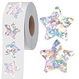 500 PCS Holographic Silvery Star Stickers, Self Adhesive Metallic Glitter Foil Stickers Reflective Star Stickers Reward Behavior Chart Labels for Kids Students Teachers Supplies