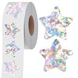 500 PCS Holographic Silvery Star Stickers, Self Adhesive Metallic Glitter Foil Stickers Reflective Star Stickers Reward Behavior Chart Labels for Kids Students Teachers Supplies