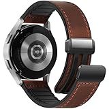 WestEagle Magnetic Leather Band Compatible with Samsung Galaxy Watch 7/6/5/4/Active 2 40mm 44mm/Watch 6 Classic 43mm 47mm/Watch 5 Pro 45mm/Watch 4 Classic 42mm 46mm, 20mm Strap for Men