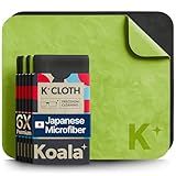 Koala Lens Cleaning Cloth | Japanese Microfiber | Glasses Cleaning Cloths | Eyeglass Lens Cleaner | Eyeglasses, Camera, VR/AR Headset, and Screen Cleaner | Black & Green (Pack of 6)