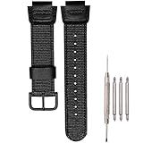 XBHSW 18mm Nylon strap Compatible with Casio AQ-S810W AE1200WH SGW-300H 400 500 Men's Black weave Watch Band