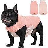 Kuoser Reversible Dog Coat – Warm Fleece & Quilted Waterproof Dog Jacket, Double-Sided Cold Weather Dogs Winter Coat with Harness Hole, Windproof Pet Snow Vest for Small Medium Large Dogs, Pink M