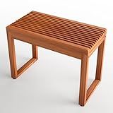 RUIERS Teak Dining Bench 23.6 Inch, Solid Wood Small Bench for Entryway, Bathroom Shower Bench Waterproof, Indoor Outdoor Farmhouse Seat for Bedroom, Living Room, Shoe Rack Bench