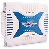 2.1 Bluetooth Marine Amplifier Receiver - Waterproof 4 Channel Wireless Bridgeable Audio Amp for Stereo Speaker with 1000 Watt Power Dual MOSFET Supply, GAIN Level and LED Indicator - Pyle PLMRA430BT