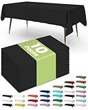 Pureegg Plastic Table Cloth Disposable 10 Pack, 54 x 108 Inch Table Cloths, Halloween Party Decorations, Summerween Decor, Halloween Tablecloths, Rectangle, Plastic Cover, Leakproof & Sturdy, Black