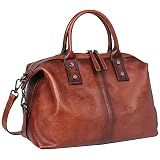Iswee Retro Leather Satchel Purse for Women Handbags Shoulder Tote Hobo Bag