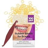 Orthodontic Rubber Bands for Braces - Premium Quality Elastic Teeth Rubber Bands for Braces, Fix Tooth Gaps, Dreadlocks, Includes Free Elastic Placer-Medium Force 3.5 oz, 3/16 Inch, Natural (100 Pack)