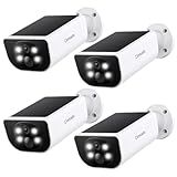Cinnado Security Cameras Wireless Outdoor - Home Security Cameras Solar & Battery Powered with 2K Color Night Vision, 2-Way Talk & Spotlight, Continuous Power, 2.4 GHz Wi-Fi, Easy Set Up, S1 4 Pack