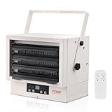 VEVOR 5000W Electric Garage Heater, Digital Fan-Forced Wall/Ceiling Mount with Remote Control, 9-Hour Timer & Overheat Protection, Hardwired Unit for Workshop and Commercial Use, ETL Listed