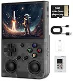 G350 Retro Handheld Game Console , 3.5 Inch IPS Screen Linux System Built-in 64G TF Card 4371 Games Preloaded Game Console 3200mAh Battery(Transparent Black)