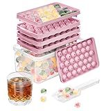 Optish 3 Pack Ice Trays for Freezer, 99 PCS Ice Cube Tray with Lid and Bin, Round Ice Cube Mold, Circle Ice Maker for Chilling Drinks (0.8 inch, Pink)