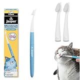 Jasper Microbrush Vet Approved Cat Toothbrush, Soft-Bristled Toothbrush Kit for Felines & Small Dogs, Non-Slip Handle with 2 Replaceable Tooth Brush Heads, Use with Cat Toothpaste, 2-Pack, Blue