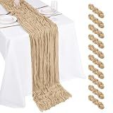 10 Pack Beige Cheesecloth Table Runner 17x108 Inch Boho Gauze Cheese Cloth Table Runners for Wedding Party Baby Shower Birthday Home Decor