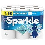 Sparkle Pick-A-Size Paper Towels, 6 Double Rolls (660 Sheets Total) - Strong 2-Ply Towels for Kitchen Cleanup and Everyday Messes