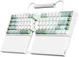 RK ROYAL KLUDGE RKS70 Ergonomic Split Mechanical Keyboard, Wireless Bluetooth/2.4G/Wired Keyboard with Wrist Rest, 75% RGB PC Gaming Keyboards for Win/Mac, Hot Swappable Silver Grey Switches, White