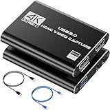 4K HDMI Capture Card for Streaming, Full HD 1080P 60FPS USB 3.0 Cam Link Game Audio Video Capture Card, Work with Camera/Nintendo Switch/Xbox/PS4/PS5/PC/OBS (Black)