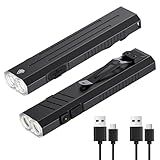 2pack Rechargeable EDC Flashlight - Emergency One Click Strobe Mode, 1600 High Lumens Portable Pocket light Mini Flashlight , Magnetic Small EDC Slim Flat Flashlight for Working Camping Repairing