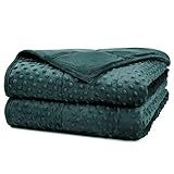 Alomidds Weighted Blanket for Adults (60"x80",15lbs Queen Size - Green), Cooling Breathable Soft and Comfort Minky, Heavy Blanket with Glass Beads