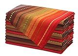 COTTON CRAFT Salsa Stripe Cloth Napkins - 12 Pack - Luncheon Brunch Dinner Table Napkins - 100% Cotton Everyday Harvest Autumn Fall Orange Holiday - Reusable Washable Absorbent - 17x17- Red Rust Multi