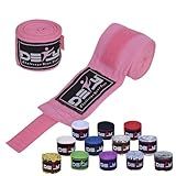 DEFY Professional 180 Inch Hand Wraps for Boxing Muay Thai MMA Elastic Bandages for Men & Women -Pair (Pink)