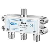TKCHAX 3 Way Coaxial Cable Splitter,Support 10-2602MHz, RG6 Compatible, Nickel-Plated for Cable Splitter,Work with CATV, Satellite TV,Antenna System and MoCA Configurations