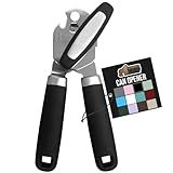 The Original GORILLA GRIP Heavy Duty Stainless Steel Smooth Edge Manual Can Opener and Bottle Openers, Soft Ergonomic Handle, Oversized Handheld Easy Turn Knob, Multifunctional Kitchen Tool, Black