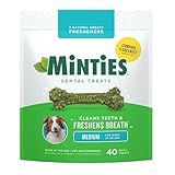 Minties Dental Chews for Dogs, 40 Count, Vet-Recommended Mint-Flavored Dental Treats for Medium Dogs 25-50 lbs, Dental Bones Clean Teeth, Fight Bad Breath, and Removes Plaque and Tartar