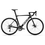 SAVADECK Carbon Disc Road Bike, Integrated Design Racing Bicycle Carbon Frame Carbon Fork with Shimano SORA R3000 Derailleur System 18 Speed Disc Brake Road Bike for Men or Women(Black,54cm)