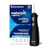 Waterpik Cordless Pearl Rechargeable Portable Water Flosser for Teeth, Gums, Braces Care and Travel, Extra Quiet, 4 Flossing Tips - ADA Accepted, WF-13 Black, Amazon Exclusive