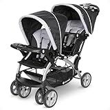 Baby Trend Double Infant and Toddler Stroller w/ Harness and Basket, Sit N' Stand, Stormy