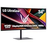 LG 34G630A-B 34-Inch Ultragear WQHD (3440 x 1440) Curved Gaming Monitor, 240Hz, 1ms, FreeSync Premium, DisplayHDR 400, Built-in Speaker, HDMI, DisplayPort, USB Type-C, Tilt/Height/Swivel Stand, Black
