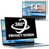 ZOEGAA 4-way 360° Privacy Screen For 14 Inch 16:10 Laptop That Screen Size is 11.9 in Wide and 7.4 in High. Removable Privacy Screen For Laptop Monitor, Anti Glare And Blue Light, Compatible With HP Dell Lenovo Asus Samsung Acer Thinkpad