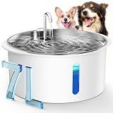Pektaco Dog Water Fountain for Large Dogs, Stainless Steel Tray, 1 Filter