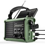 Emergency Weather Radio, 12000mAh Solar Hand Crank NOAA Radio, Army Green