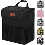 Vankor Car Trash Can Bin with Lid Hanging for Back Seat, Car Accessories for Women Men Leak Proof Automotive Garbage Cans Leakproof Vehicle Trash Can for Truck SUV Black