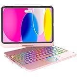 CC Store Touchpad Keyboard Case for iPad 11th 10th Generation, 7 Colors Backlit | Multi-Touch | 360° Rotatable | Pencil Holder | Compatible with iPad A16 11 inch 2025 10th Gen 10.9 inch | Rose Gold
