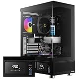 GAMDIAS ATX Mid Tower Computer Case with Tempered Glass, Gaming PC Case w/Temperature Display LCD & 3X 120mm ARGB Fans, Support Up to 5X Fans, 240mm AIO/Radiator, 340mm GPU/VGA, 160mm CPU Air Cooler