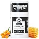 Saniderm Original Tattoo Aftercare Balm - Small (1.0 oz) – Petroleum-Free, Fragrance-Free Natural Tattoo Moisturizer Made with Hydrating Shea Butter – Heals New Tattoos, Rejuvenates Old Tattoos